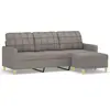 vidaXL Canapé à 3 places avec repose-pieds Taupe 180 cm Tissu