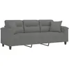 vidaXL Canapé 3 places avec oreillers gris foncé 180 cm