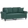 vidaXL Canapé 2 places avec oreillers vert foncé 140 cm velours