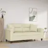 vidaXL Canapé 2 places avec oreillers crème 140 cm similicuir