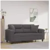 vidaXL Canapé 2 places avec oreillers décoratifs gris 140cm similicuir
