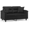 vidaXL Canapé 2 places avec oreillers décoratifs noir 120cm similicuir