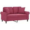 vidaXL Canapé 2 places avec oreillers bordeaux 120 cm velours