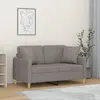 vidaXL Canapé 2 places avec oreillers gris clair 120 cm tissu