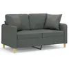 vidaXL Canapé 2 places avec oreillers gris foncé 120 cm tissu