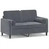 vidaXL Canapé 2 places avec oreillers gris foncé 120 cm velours
