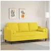 vidaXL Canapé 3 places avec oreillers jaune clair 180 cm tissu