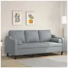 vidaXL Canapé 3 places avec oreillers gris clair 180 cm tissu
