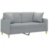 vidaXL Canapé 2 places avec oreillers gris clair 140 cm tissu