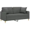 vidaXL Canapé 2 places avec oreillers gris foncé 140 cm tissu