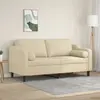 vidaXL Canapé 2 places avec oreillers décoratifs crème 140 cm tissu