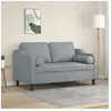 vidaXL Canapé 2 places avec oreillers gris clair 120 cm tissu