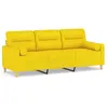 vidaXL Canapé 3 places avec oreillers jaune clair 180 cm tissu