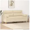 vidaXL Canapé 2 places avec oreillers décoratifs crème 140 cm tissu