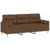 vidaXL Canapé 3 places avec oreillers décoratifs marron 180 cm tissu