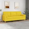 vidaXL Canapé 3 places avec oreillers jaune clair 180 cm tissu