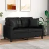 vidaXL Canapé 2 places avec oreillers décoratifs noir 120cm similicuir