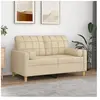 vidaXL Canapé 2 places avec oreillers décoratifs crème 120 cm tissu