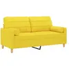 vidaXL Canapé 2 places avec oreillers jaune clair 140 cm tissu
