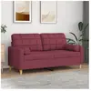 vidaXL Canapé 2 places avec oreillers bordeaux 140 cm tissu