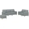vidaXL Ensemble de canapés 3 pcs coussins gris clair tissu