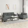 vidaXL Ensemble de canapés 3 pcs coussins gris foncé tissu