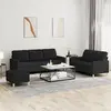 vidaXL Ensemble de canapés 3 pcs avec coussins Noir Tissu