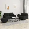 vidaXL Ensemble de canapés 3 pcs avec coussins noir tissu
