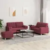 vidaXL Ensemble de canapés 3 pcs avec coussins rouge bordeaux tissu