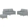 vidaXL Ensemble de canapés 3 pcs avec coussins Gris clair Tissu
