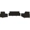 vidaXL Ensemble de canapés 3 pcs avec coussins Noir Tissu
