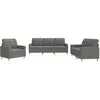 vidaXL Ensemble de canapés 3 pcs avec coussins Gris foncé Tissu