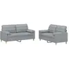vidaXL Ensemble de canapés 2 pcs coussins gris clair tissu