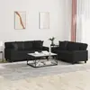 vidaXL Ensemble de canapés 2 pcs avec coussins noir similicuir