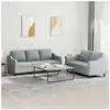 vidaXL Ensemble de canapés 2 pcs avec coussins Gris clair Tissu