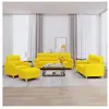 vidaXL Ensemble de canapés 4 pcs avec coussins jaune clair tissu