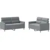 vidaXL Ensemble de canapés 2 pcs avec coussins Gris clair Tissu