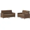 vidaXL Ensemble de canapés 2 pcs avec coussins Marron Tissu