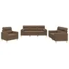 vidaXL Ensemble de canapés 3 pcs avec coussins marron tissu