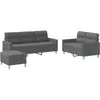 vidaXL Ensemble de canapés 3 pcs avec coussins Gris foncé Tissu