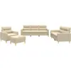 vidaXL Ensemble de canapés 4 pcs avec coussins Crème Tissu