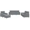 vidaXL Ensemble de canapés 4 pcs avec coussins Gris clair Tissu