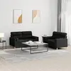 vidaXL Ensemble de canapés 2 pcs avec coussins noir tissu