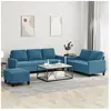 vidaXL Ensemble de canapés 3 pcs avec coussins Bleu Velours