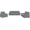vidaXL Ensemble de canapés 3 pcs avec coussins Gris clair Tissu