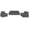 vidaXL Ensemble de canapés 3 pcs avec coussins Gris foncé Tissu
