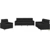 vidaXL Ensemble de canapés 3 pcs avec coussins Noir Tissu