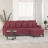 vidaXL Canapé à 3 places avec repose-pieds Rouge bordeaux 180 cm Tissu