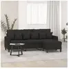 vidaXL Canapé à 3 places avec repose-pieds Noir 180 cm Tissu
