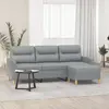 vidaXL Canapé à 3 places avec repose-pieds Gris clair 180 cm Tissu